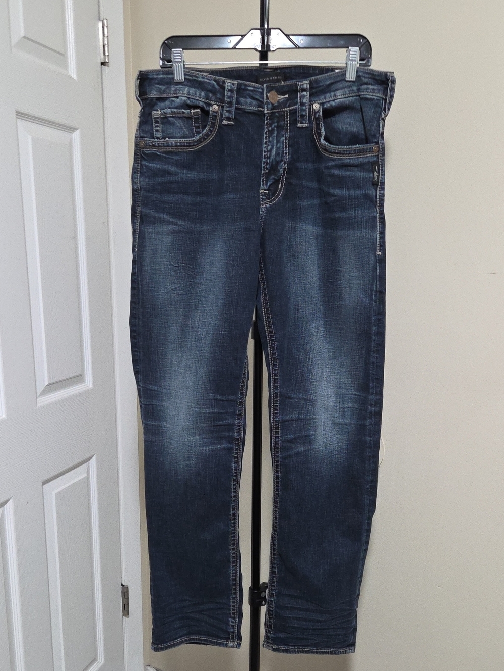 Silver Jeans Men's Faded Dark Blue Straight Jeans